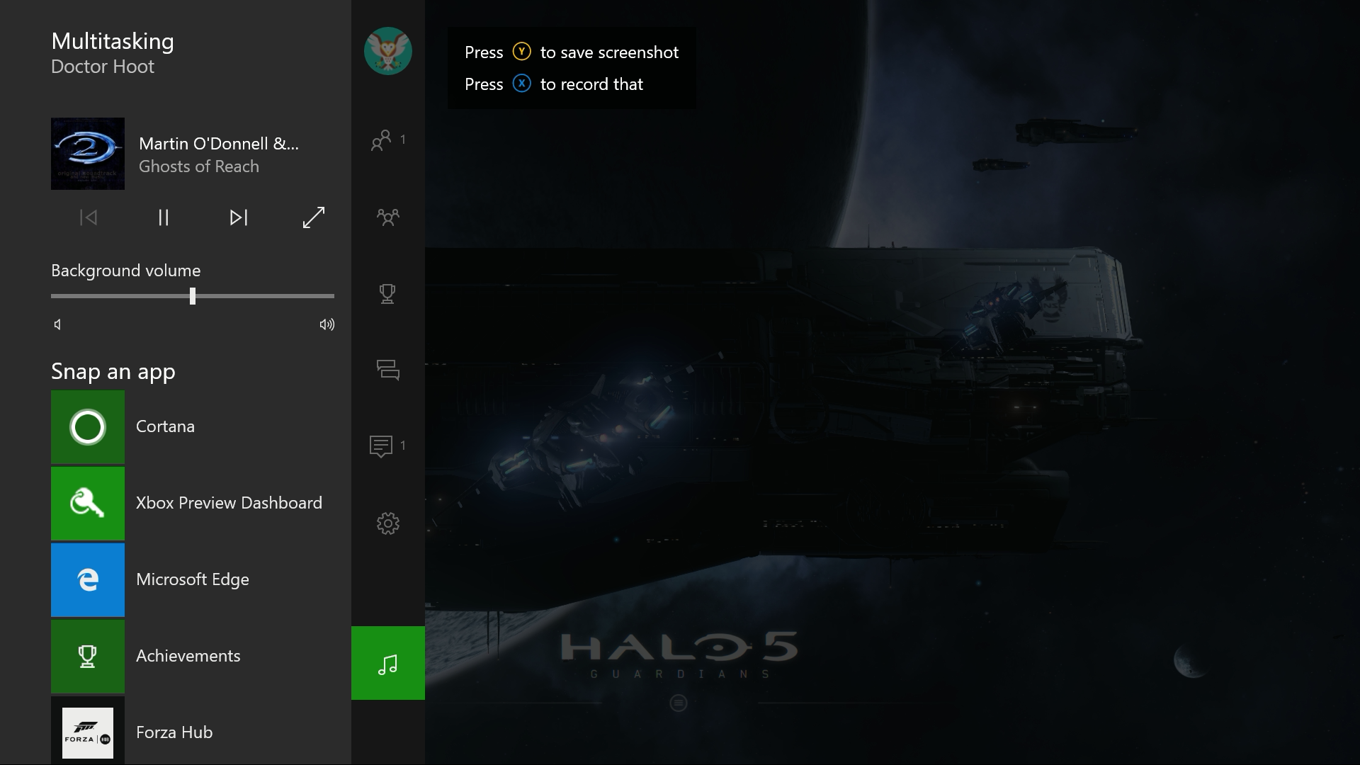 Xbox Dashboard Screenshot Showcasing Background Music