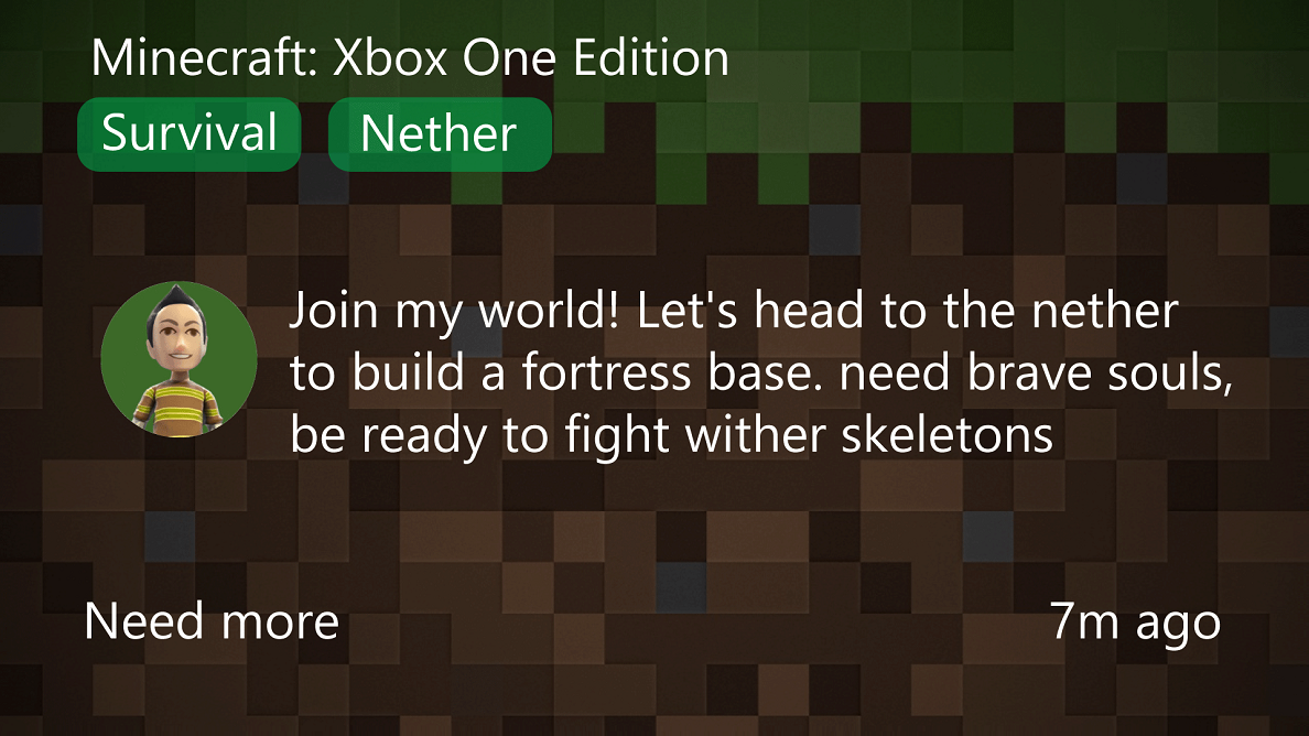 Looking for Minecraft Group on Xbox Live
