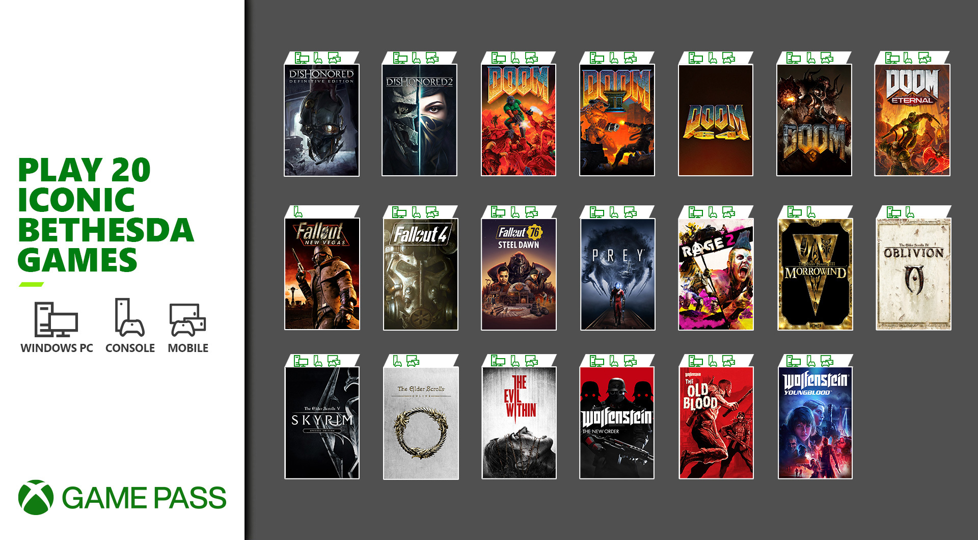 Xbox Game Pass: Spiele ab morgen diese 20 Titel der größten Bethesda-Franchises inline
