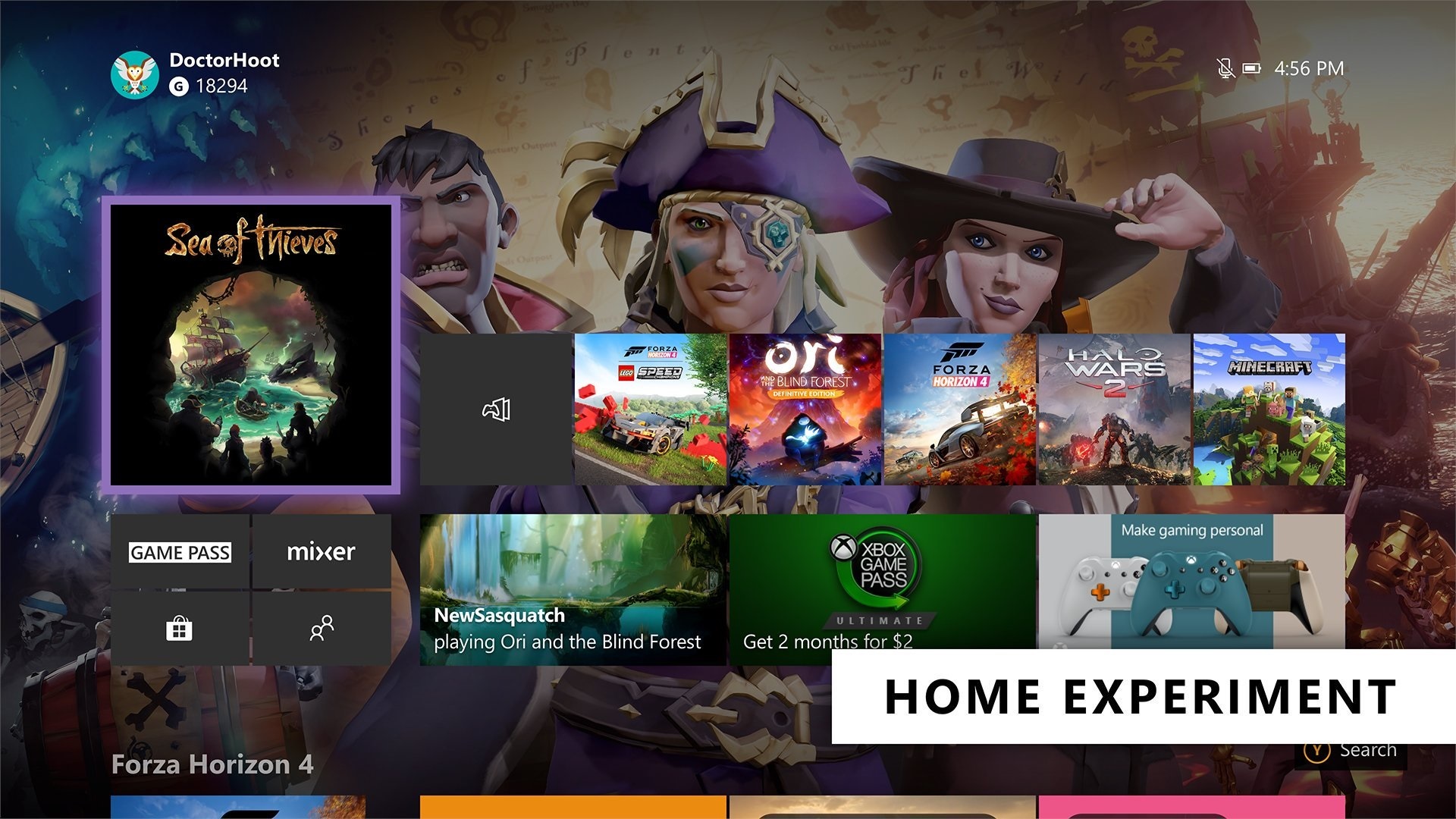 Xbox One Home dashboard