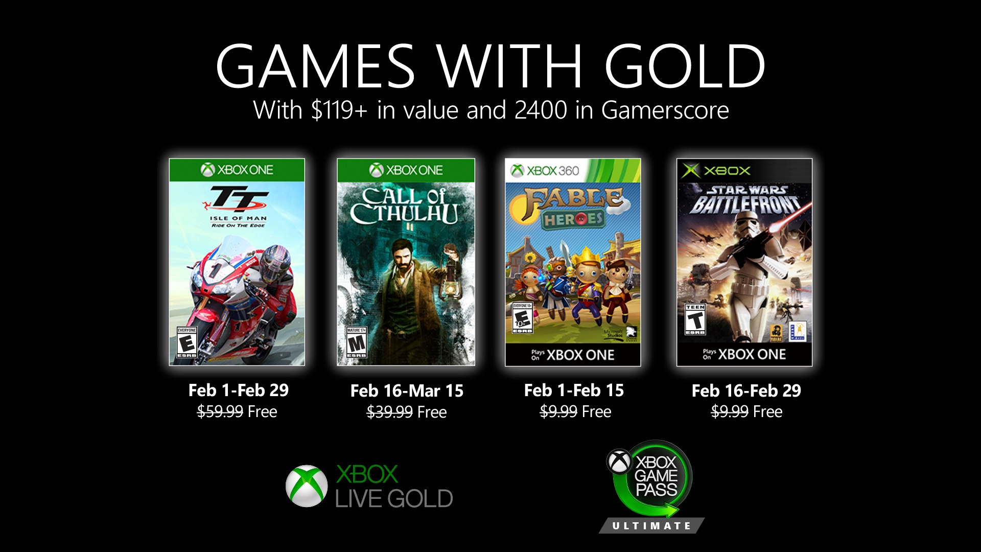 New Games with Gold for February 2020