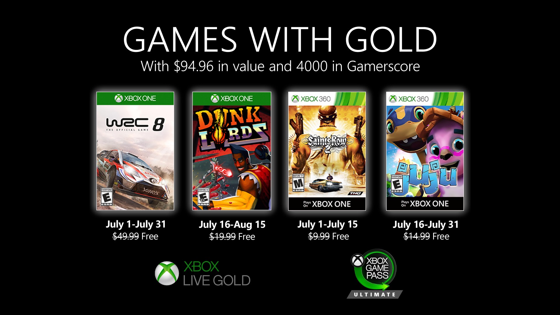 New Games with Gold for July 2020