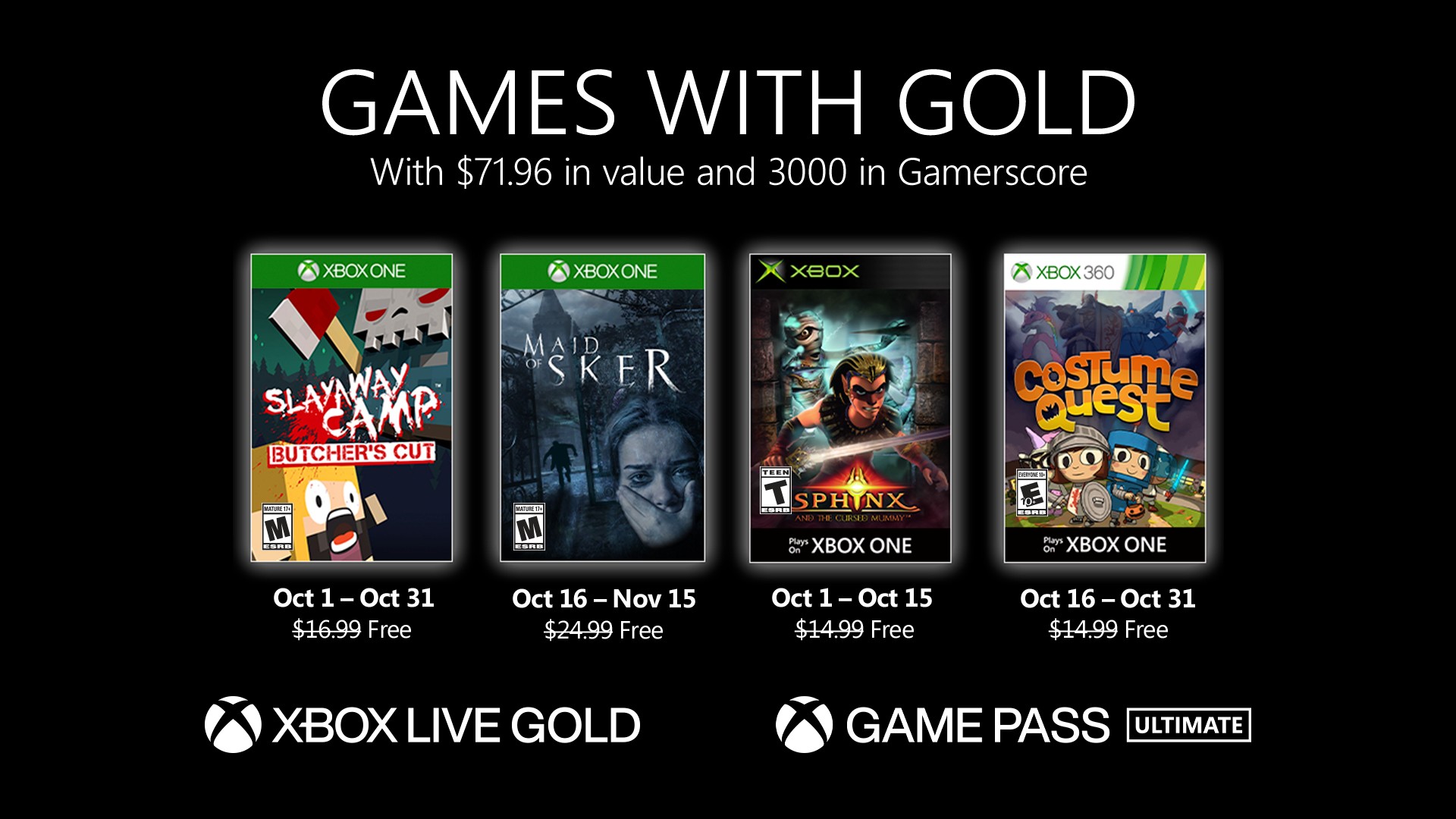 Nuevos juegos Gold en octubre de 2020 - Xbox Wire