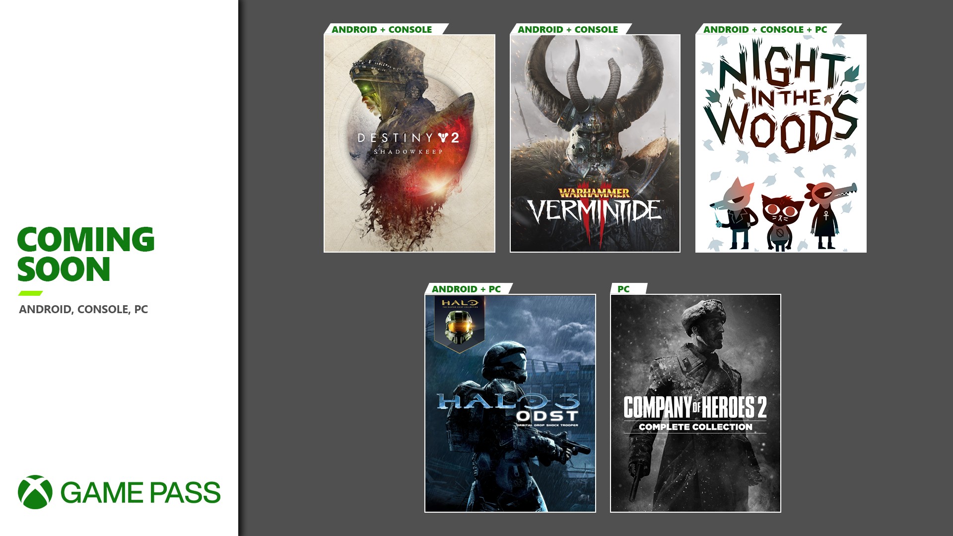 Coming Soon To Xbox Game Pass Cloud Gaming Destiny 2 Night In The Woods Company Of Heroes 2 And More Xbox Wire - roblox gamepasses manager