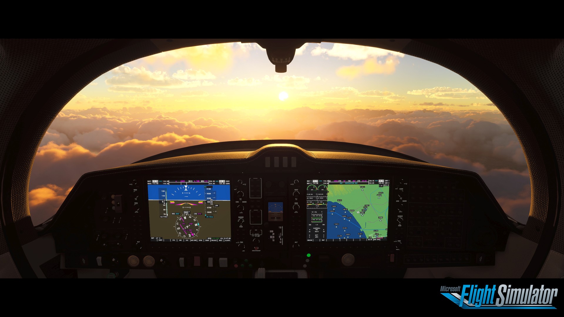 Microsoft Flight Simulator Cockpit Sunrise