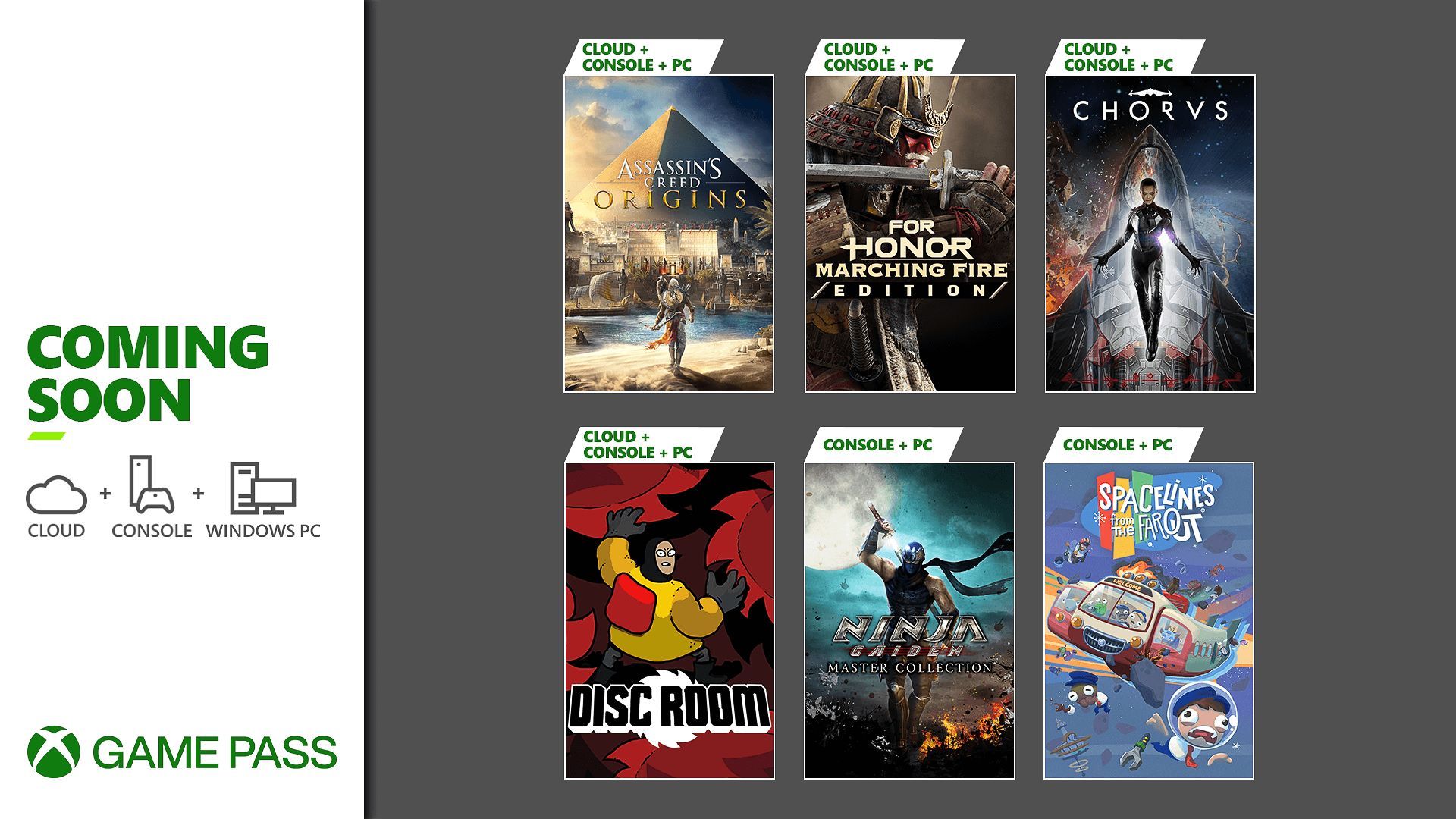 stad Lijm saai Coming to Xbox Game Pass: Assassin's Creed Origins, For Honor: Marching  Fire Edition, and More - Xbox Wire