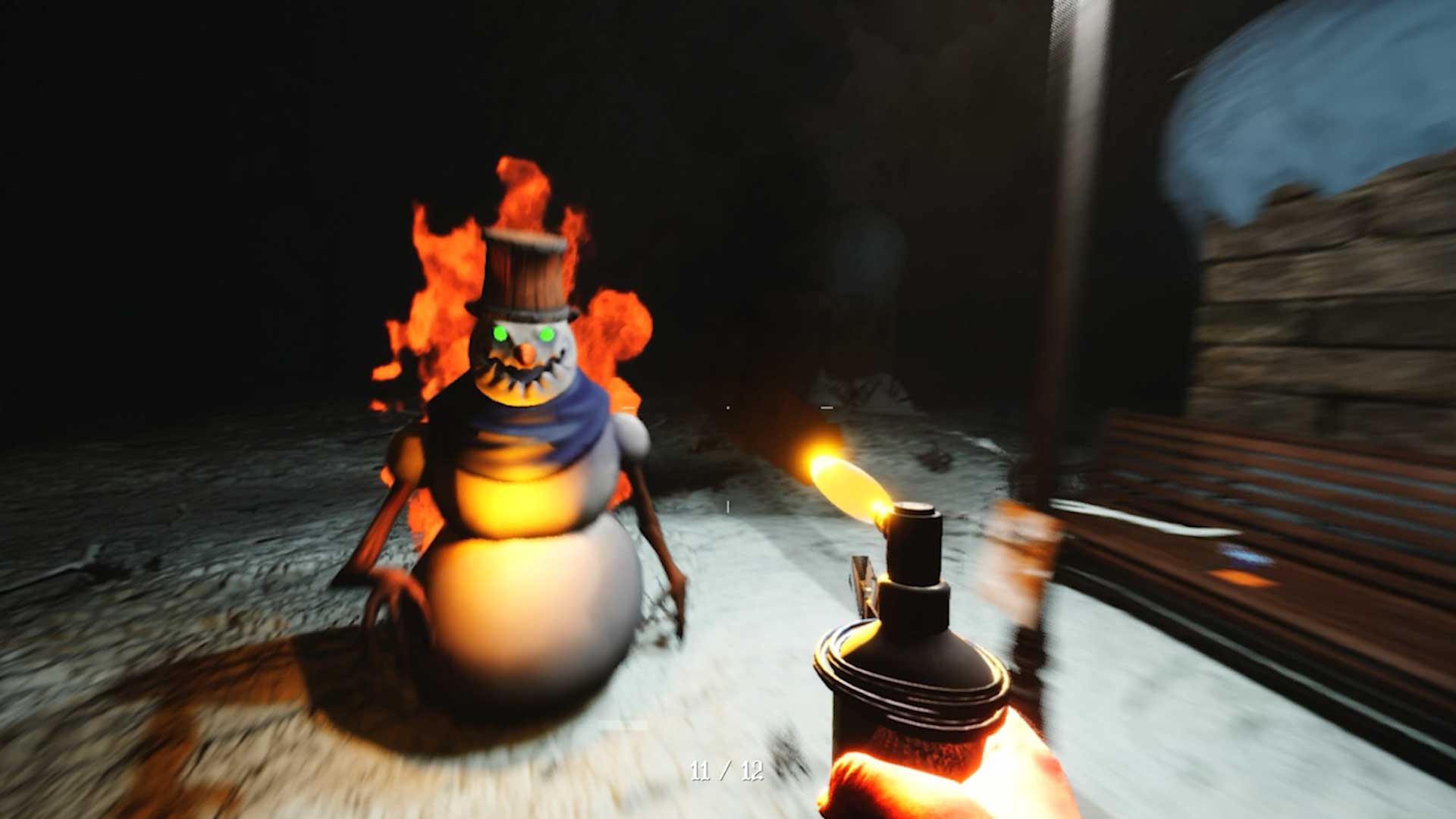 flaming snowman
