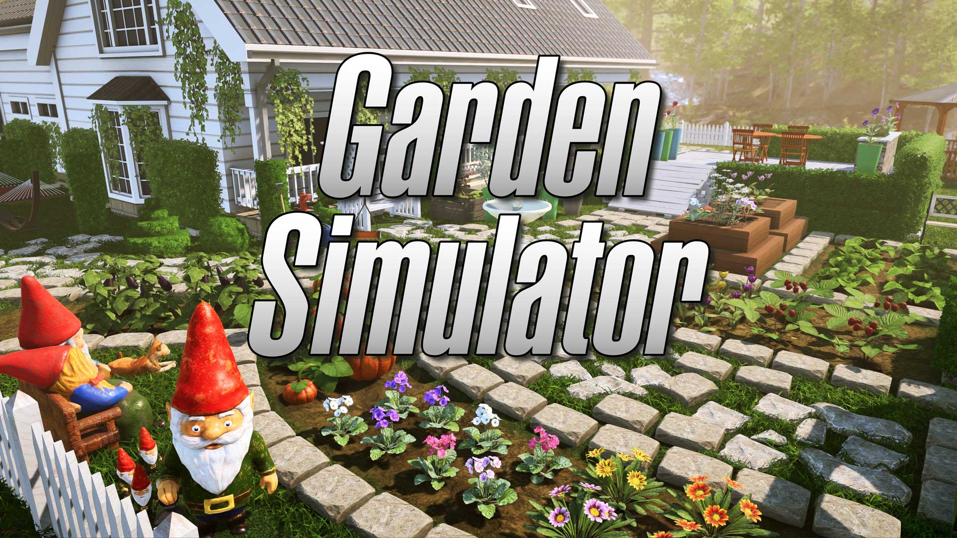 Garden sim titled key art