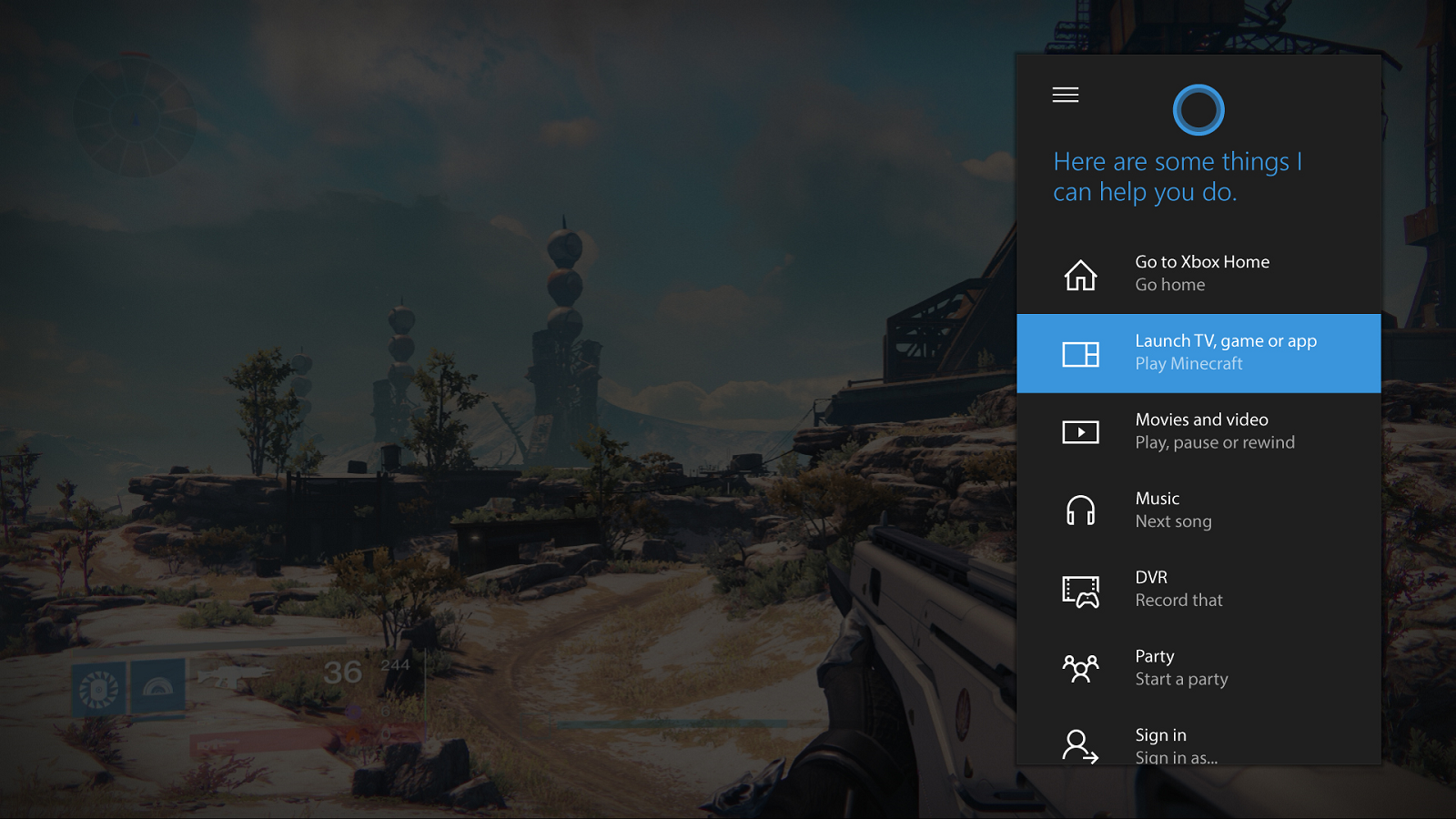 Cortana Voice Commands on Xbox One