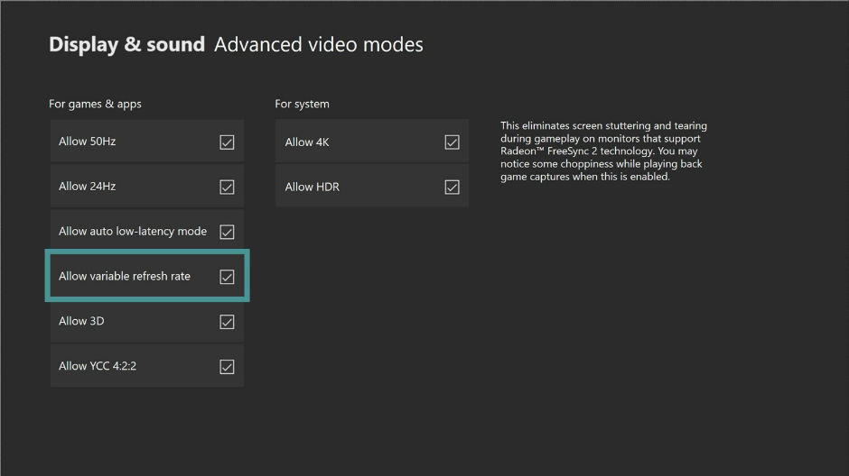 xbox one freesync