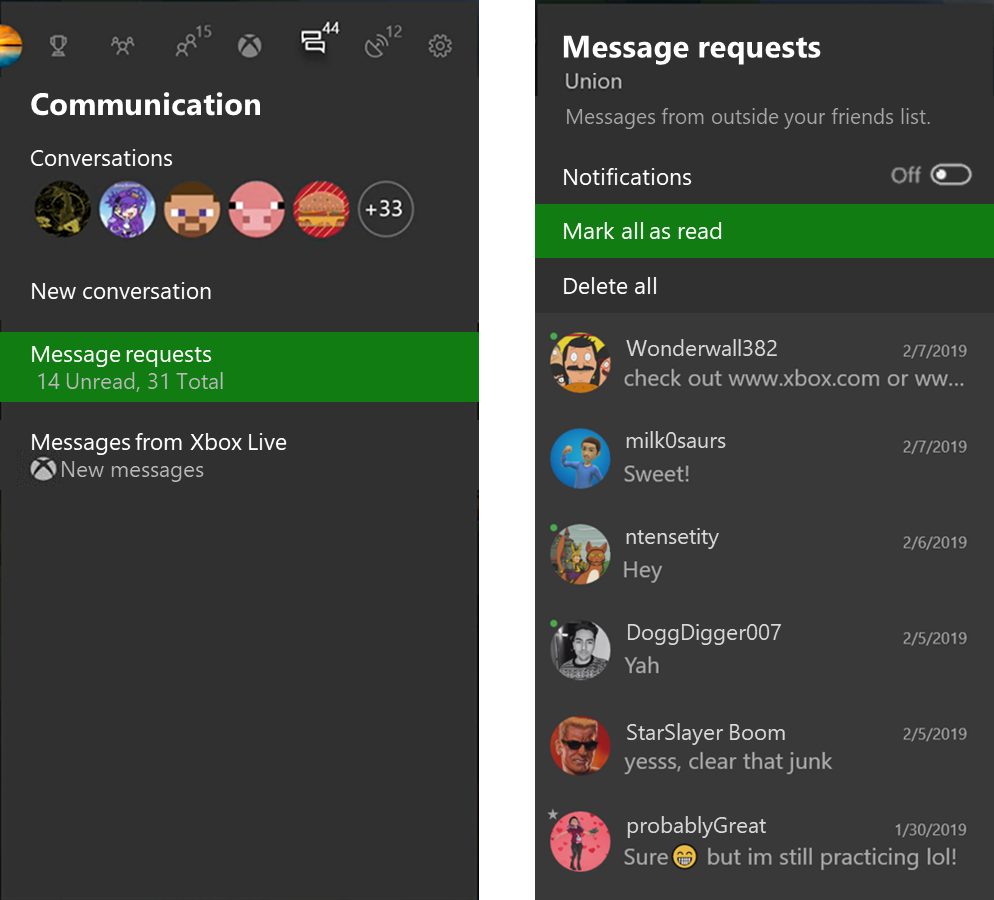 May 2019 Xbox Update Brings Improvements For Friends List - how to delete messages in roblox 2019