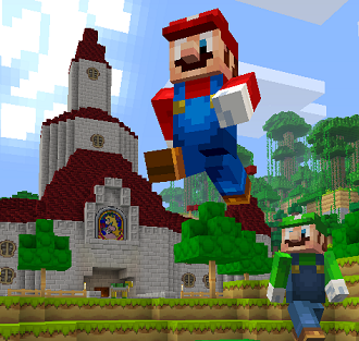 Mario and friends in Minecraft