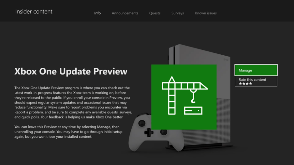 Xbox One Update Preview