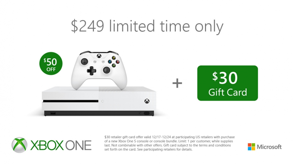 Confronteren Array Spelen met Buy Any Xbox One S for $50 Off and Receive a $30 Retailer Gift Card - Xbox  Wire