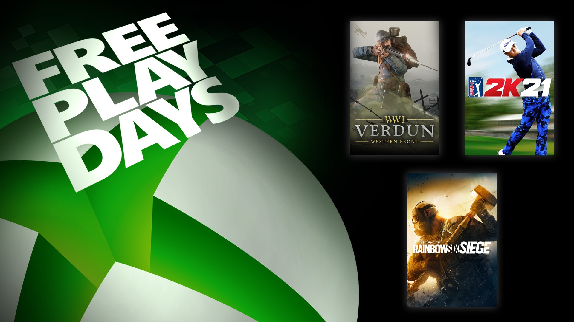 Jours de jeu gratuit : Tom Clancy’s Rainbow Six Siege, Verdun & PGA Tour 2K21