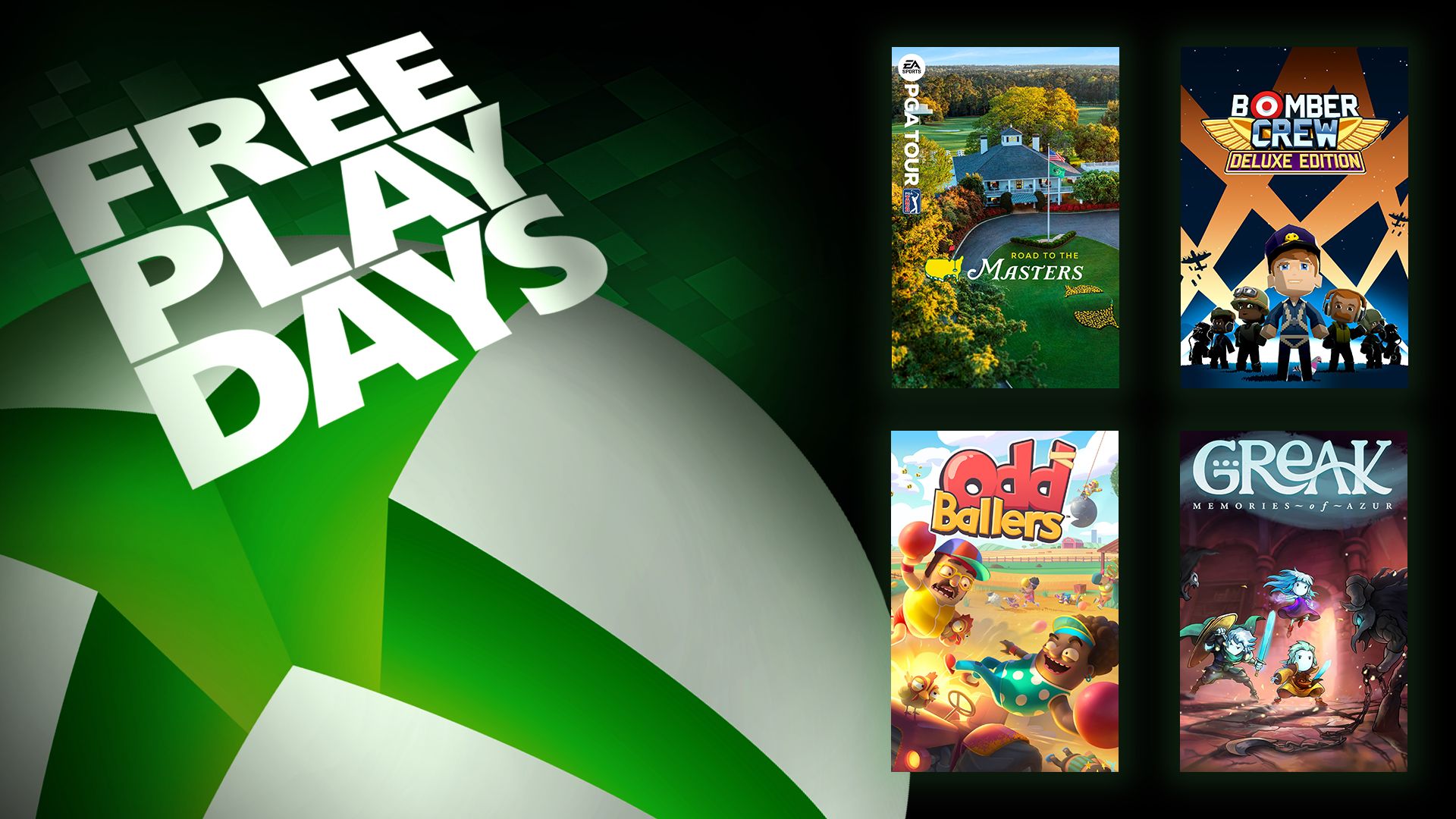 Jours de jeu gratuit : EA Sports PGA Tour, Bomber Crew Deluxe Edition, Oddballers & Greak: Memories Of Azur