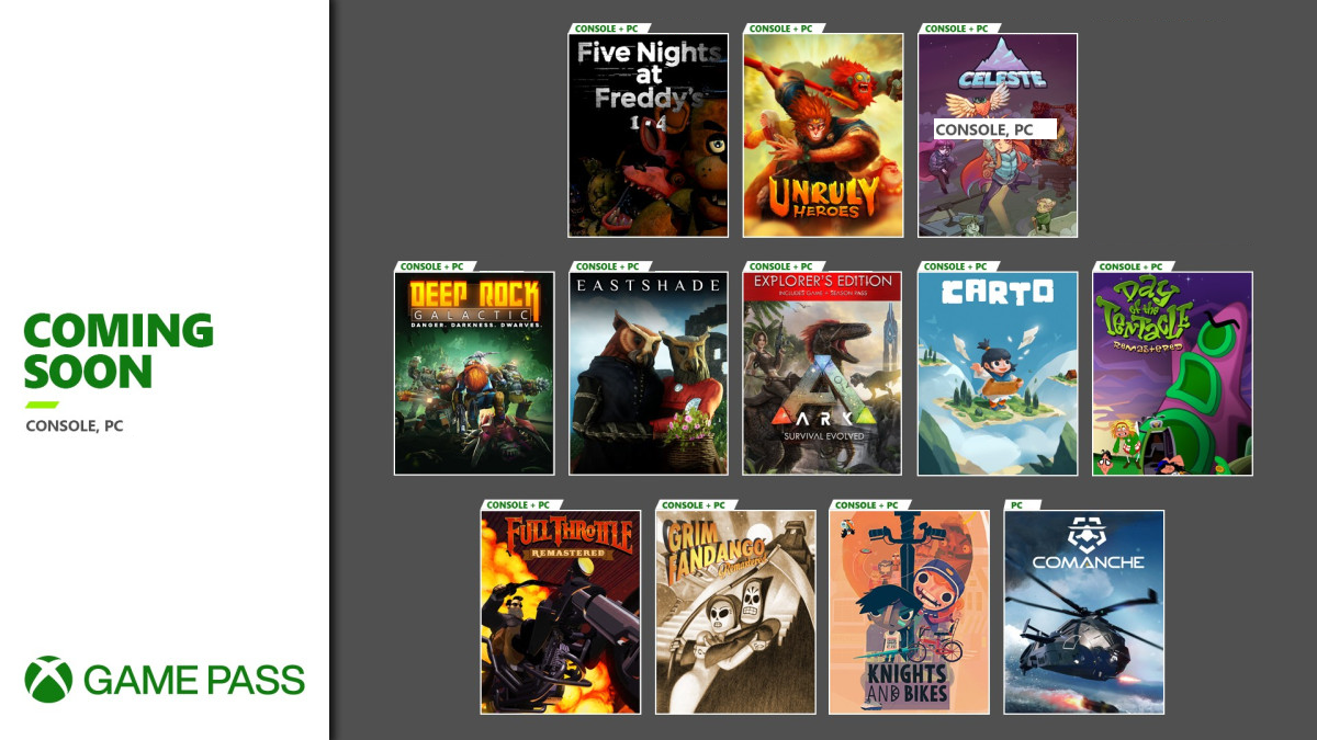 Chegando ao Xbox Game Pass para PC e Console: Celeste, Grim Fandango, Deep  Rock Galactic e mais - Xbox Wire em Português