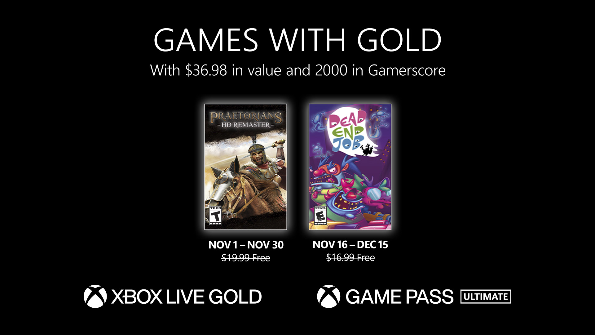 Jogos GRÁTIS Xbox LIVE GOLD de Novembro 2016 (Xbox 360 / Xbox ONE) - Tribo  Gamer