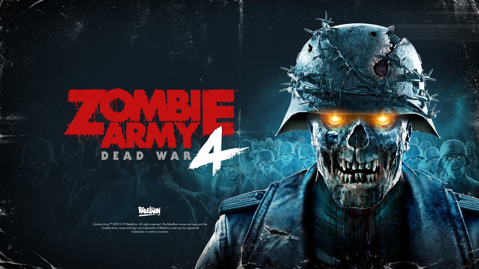 мертвый содат в каске - баннер игры Zombie Army 4: Dead War
