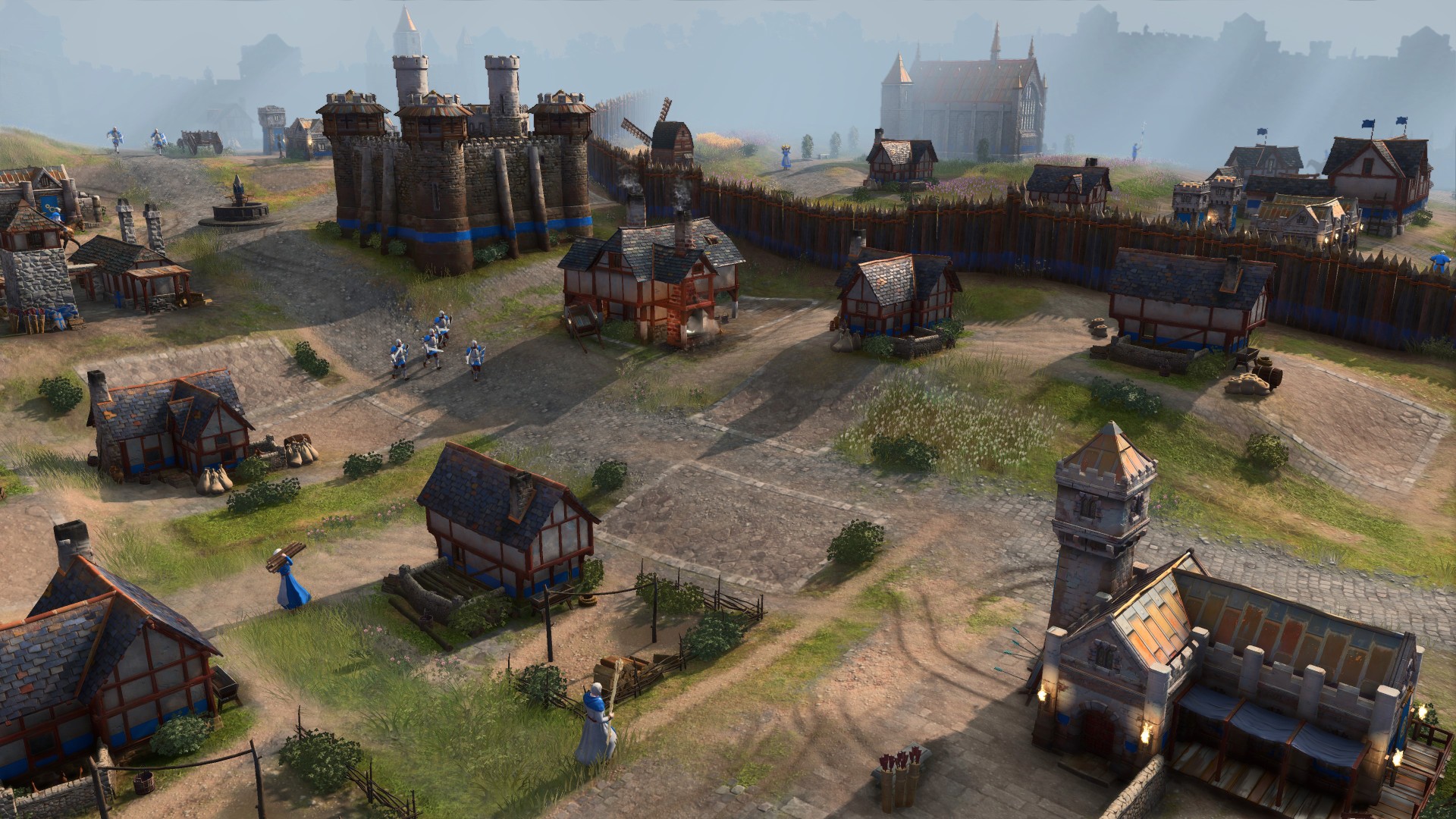 Развивающееся средневековое поселение в Age of Empires IV